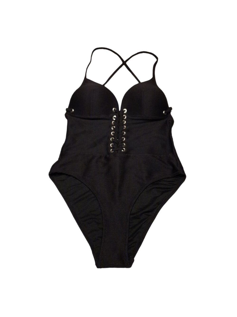 Envya Swimwear Black One Piece Swimsuit Size Small